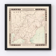 Manchuria, Russo-Japanese War Vintage Map 1905