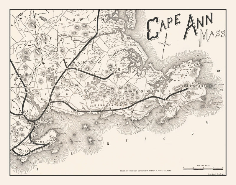 Size comparison using Vintage Cape Ann Map 1889