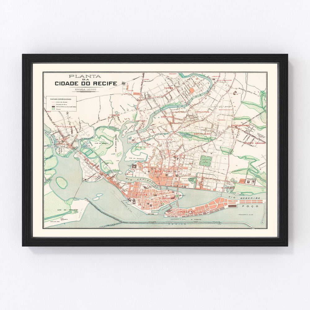 Recife Vintage Map 1914