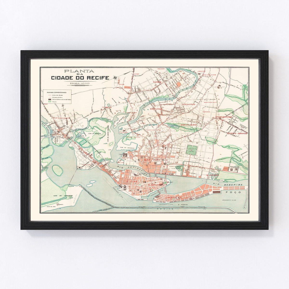 Recife Vintage Map 1914