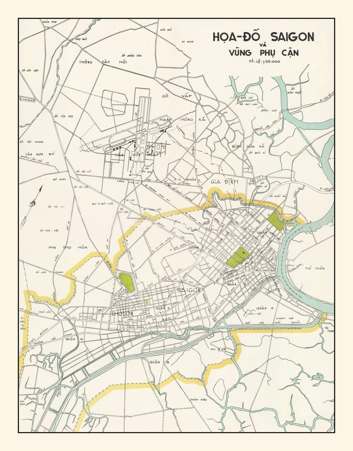 Preview of Vintage Map of Saigon, Vietnam 1968