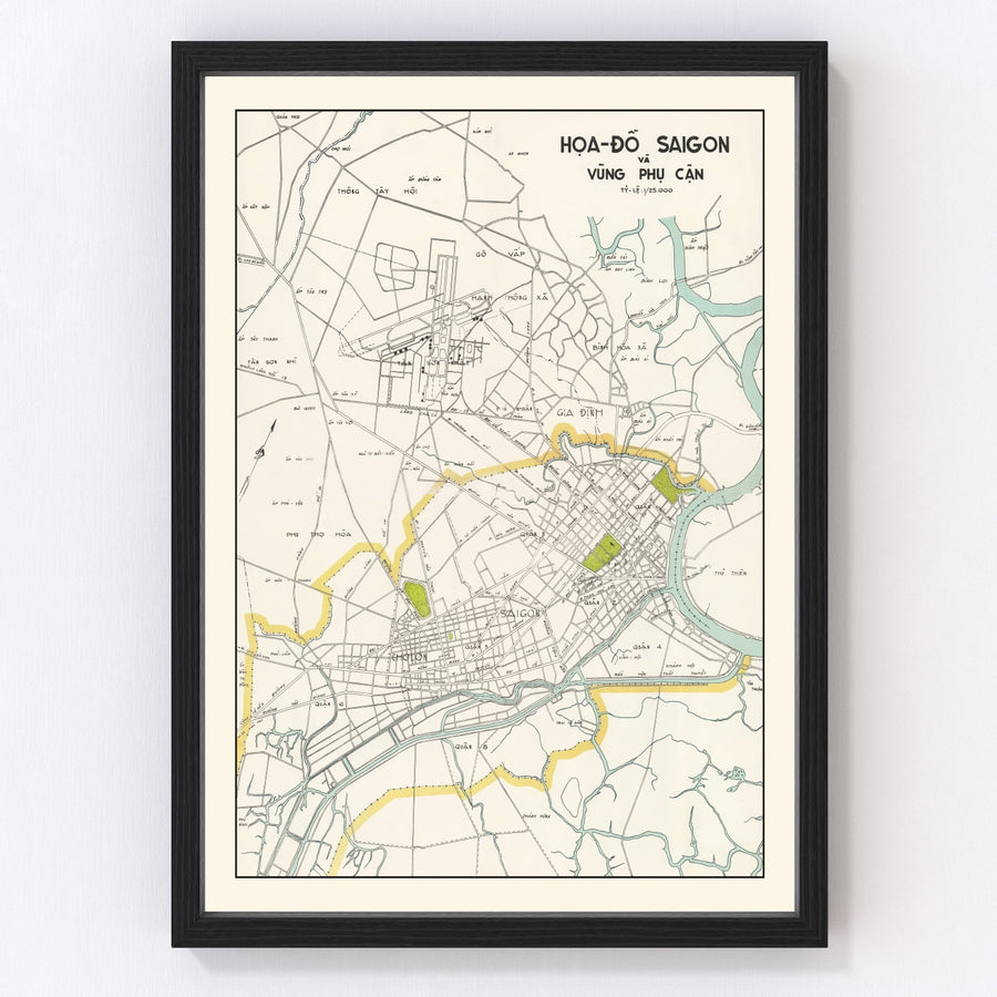 Vintage Map of Saigon, Vietnam 1968
