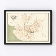 Jalisco Mexico Vintage Map 1934