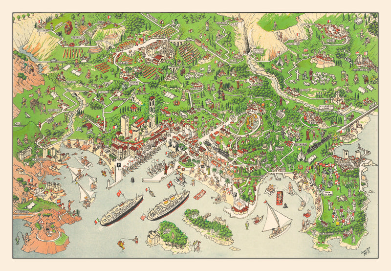Size comparison using Vintage Map of Cannes, France 1953