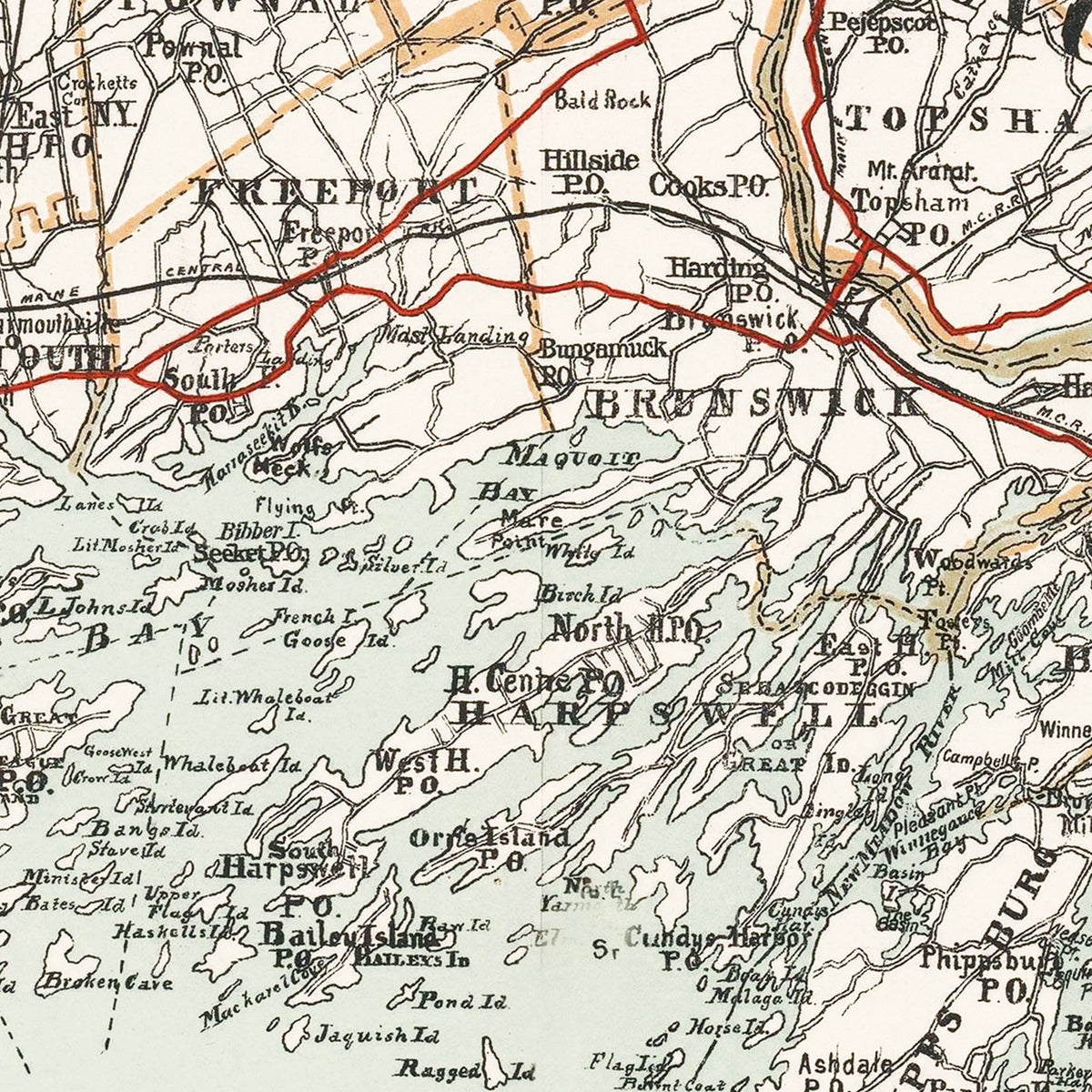 Restored historic details from the 1893 misc. attraction map of County, Maine