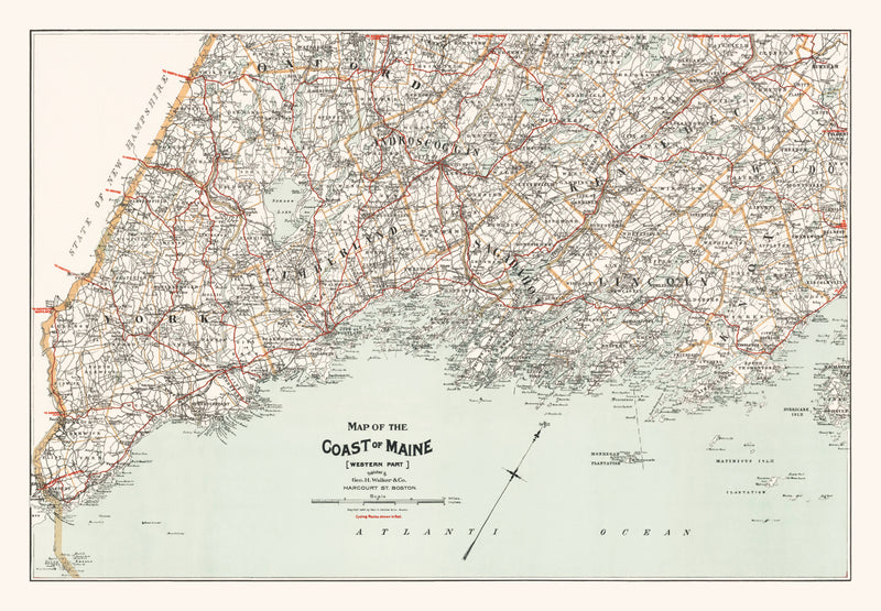 Size comparison using Vintage Map of Coast of Maine 1893