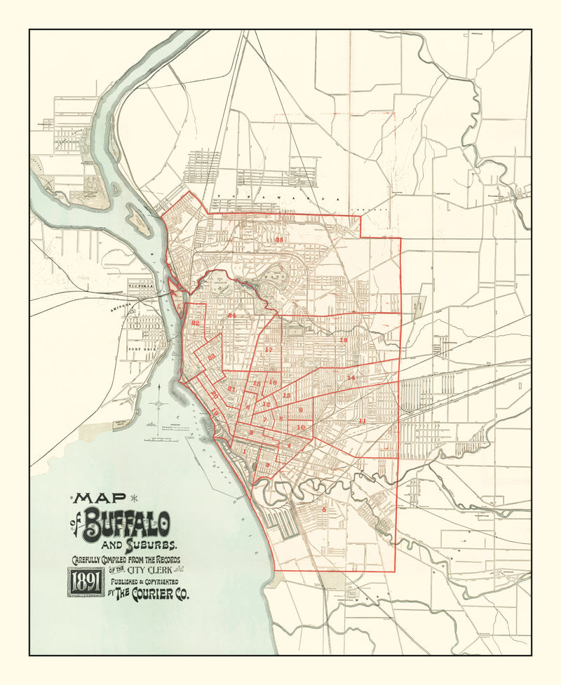 Size comparison using Vintage Map of Buffalo, New York 1891