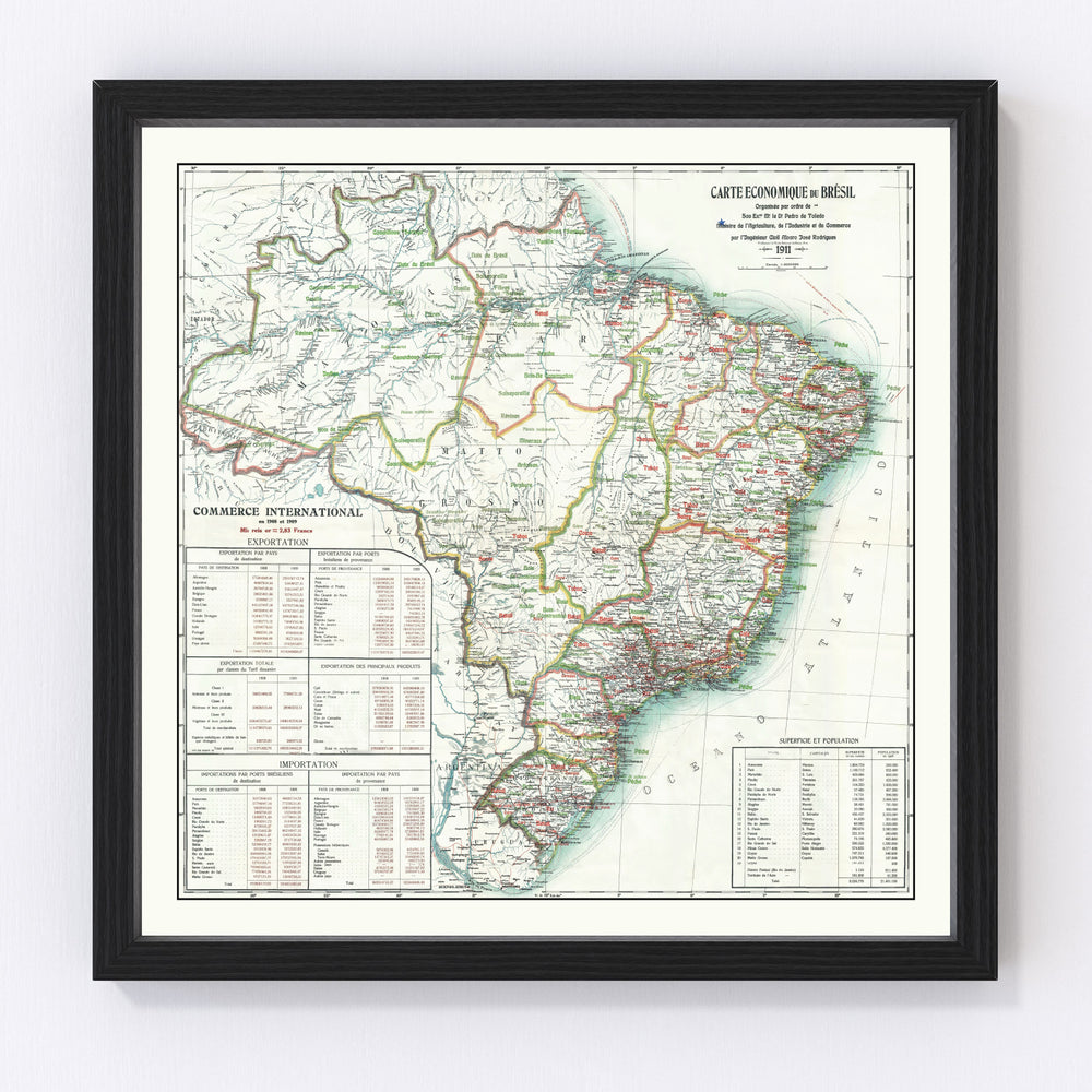 Brazil Vintage Map 1911