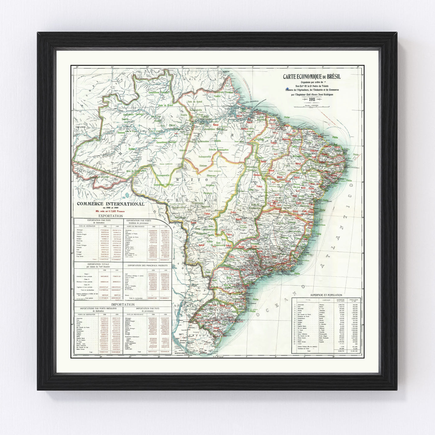 Brazil Vintage Map 1911