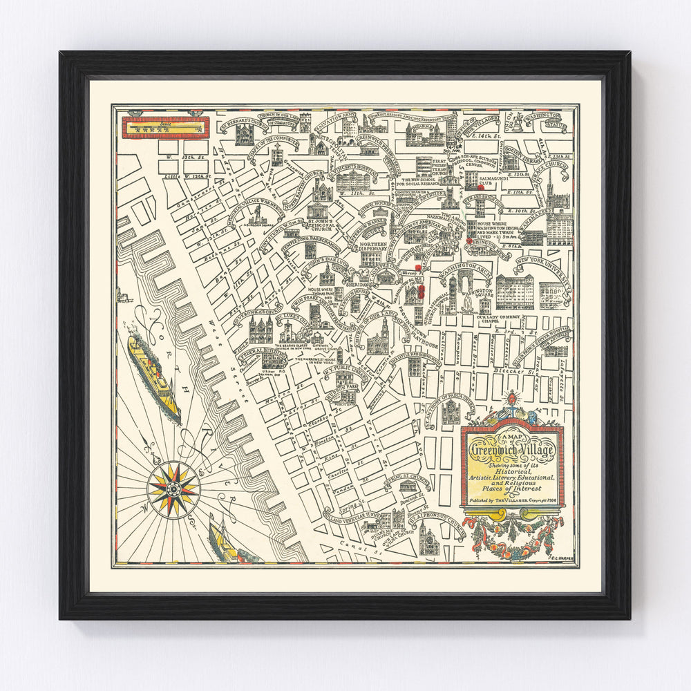Greenwich Village Vintage Map 1934