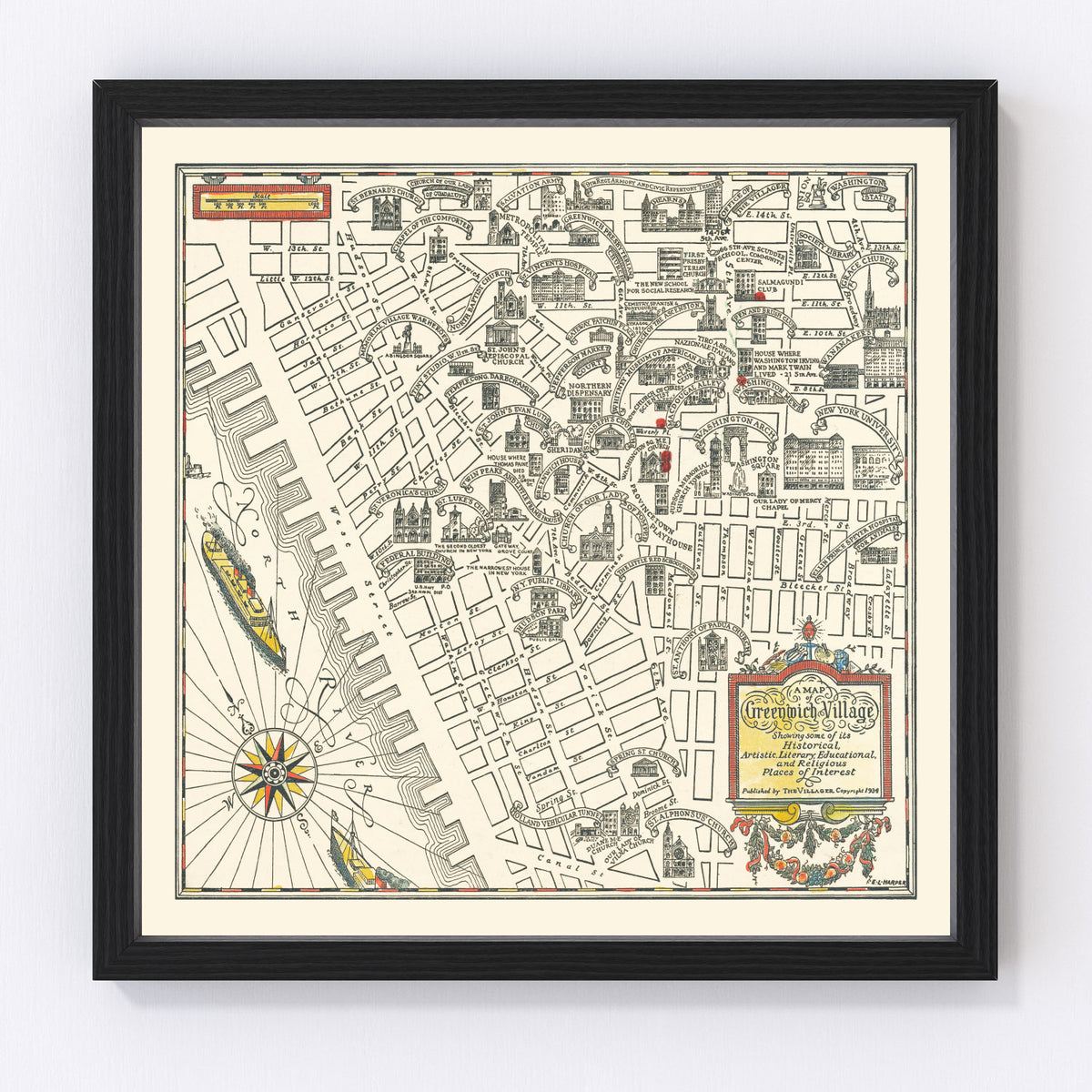 Greenwich Village Vintage Map 1934