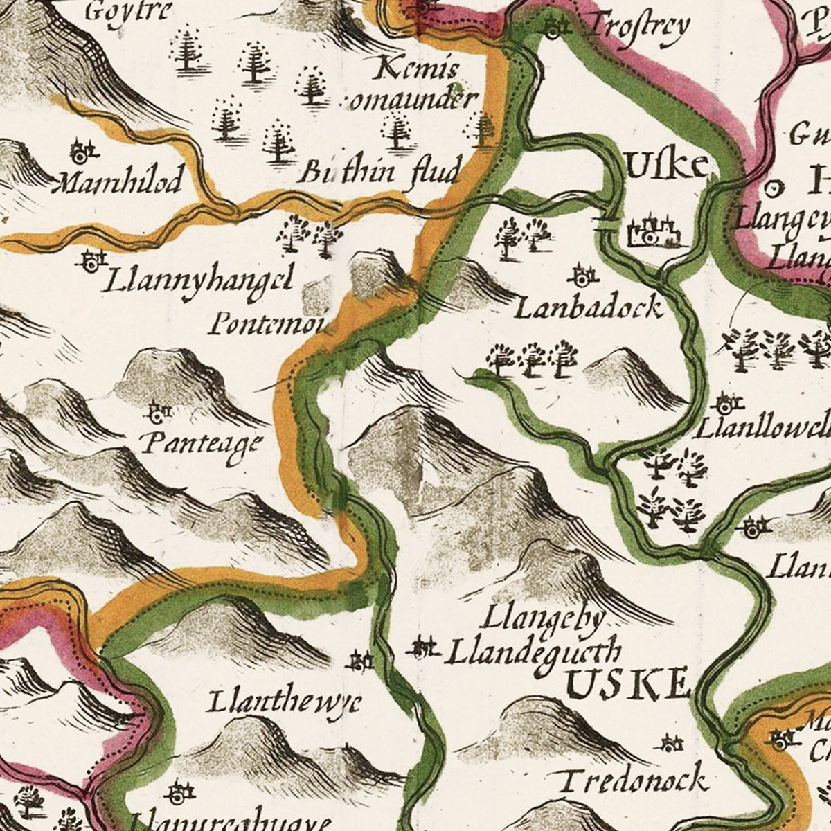 Restored historic details from the 1676 region map of County