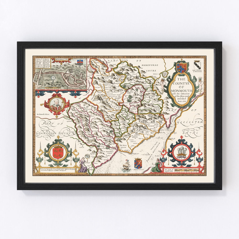Monmouthshire Vintage Map 1676