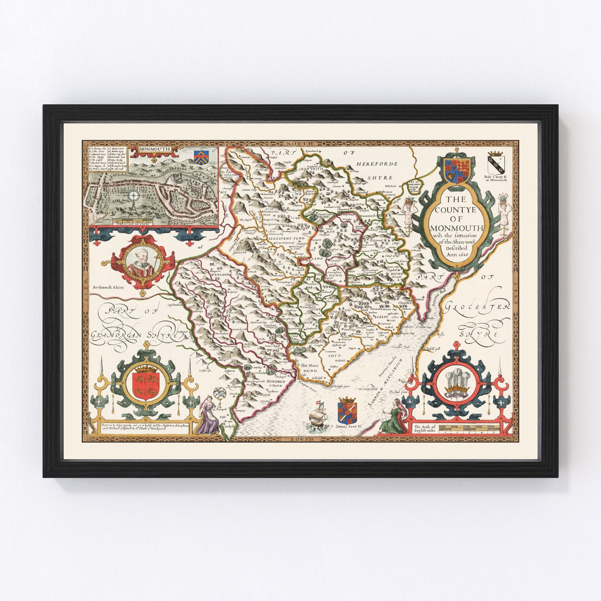 Monmouthshire Vintage Map 1676