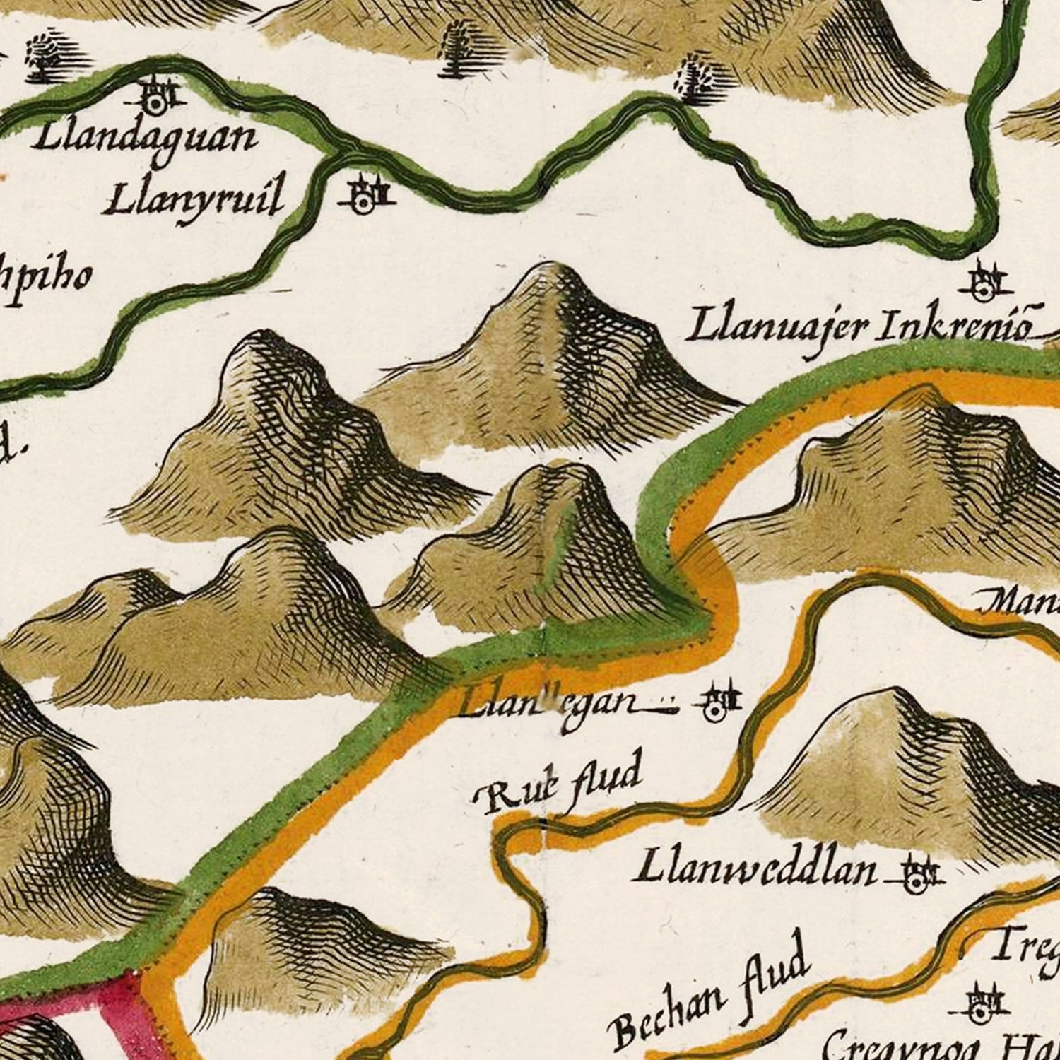 Restored historic details from the 1646 region map of County
