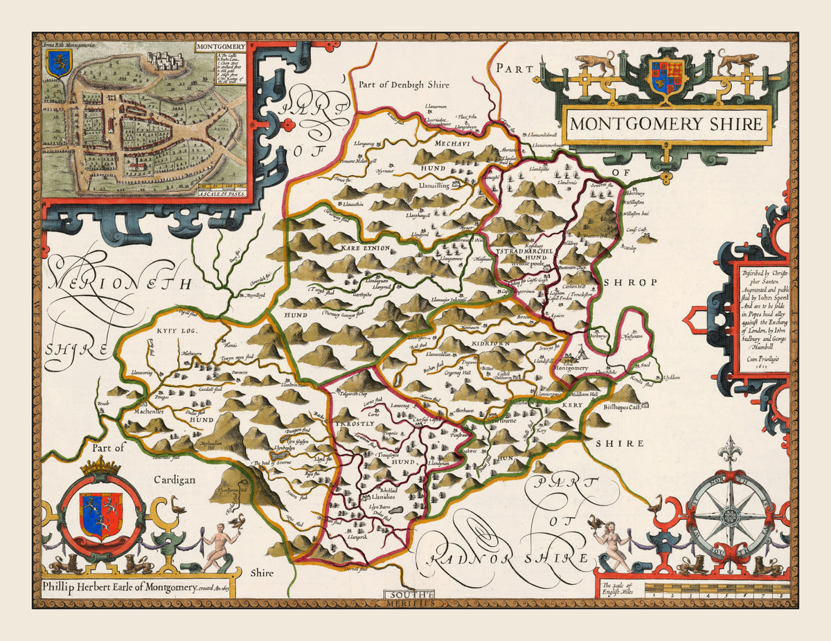 Preview of Vintage Montgomeryshire Map 1646
