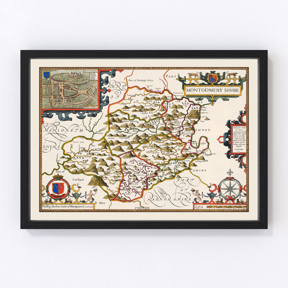 Montgomeryshire Vintage Map 1646