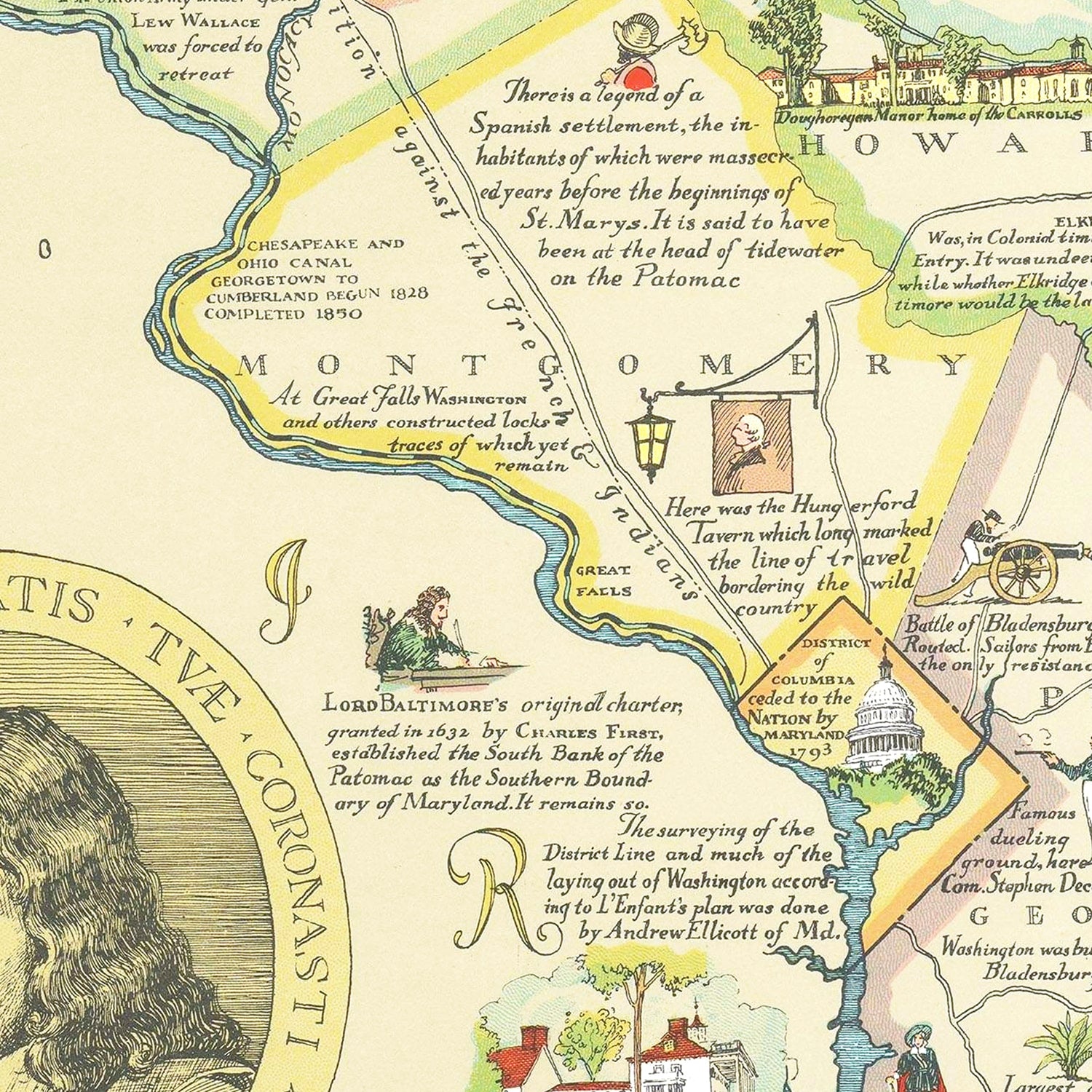 Restored historic details from the 1931 state map of County, Maryland