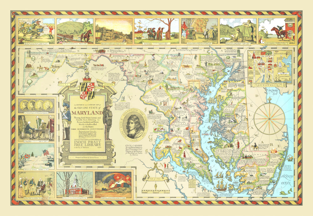 Vintage Map of Maryland 1931 print style example