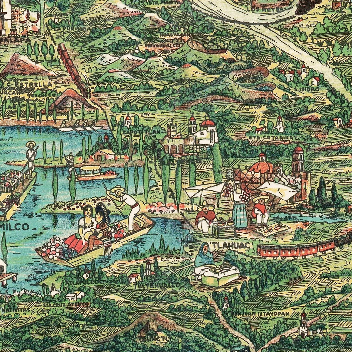 Restored historic details from the 1935 city map of Mexico City