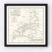 Shaanxi, China Vintage Map 1918