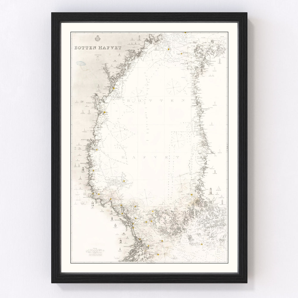 Bothnian Sea Vintage Map 1868
