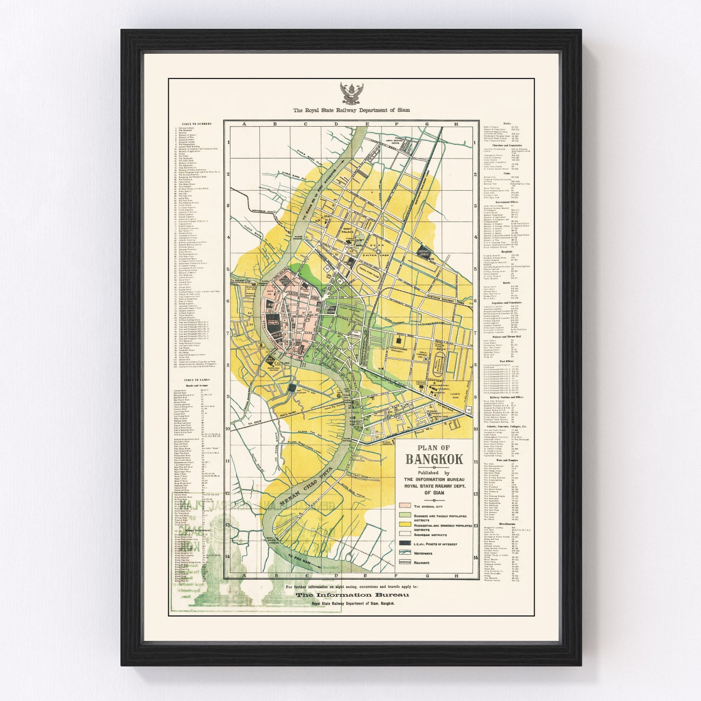 Bangkok Vintage Map 1928