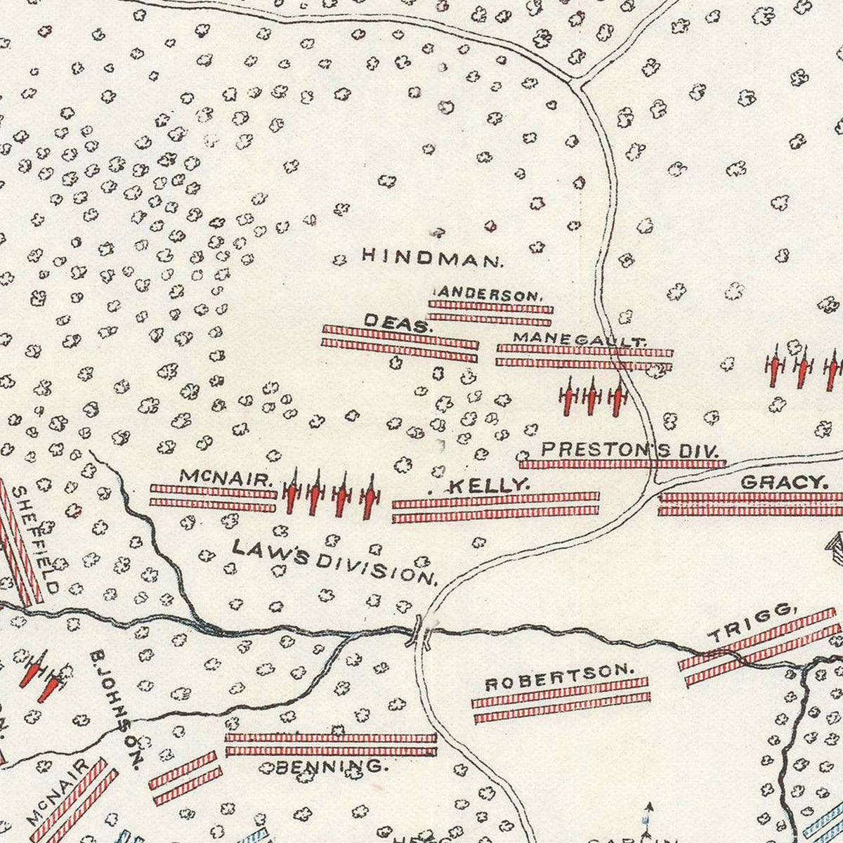 Restored historic details from the 1895 battlefield map of Fort Oglethorpe, Georgia