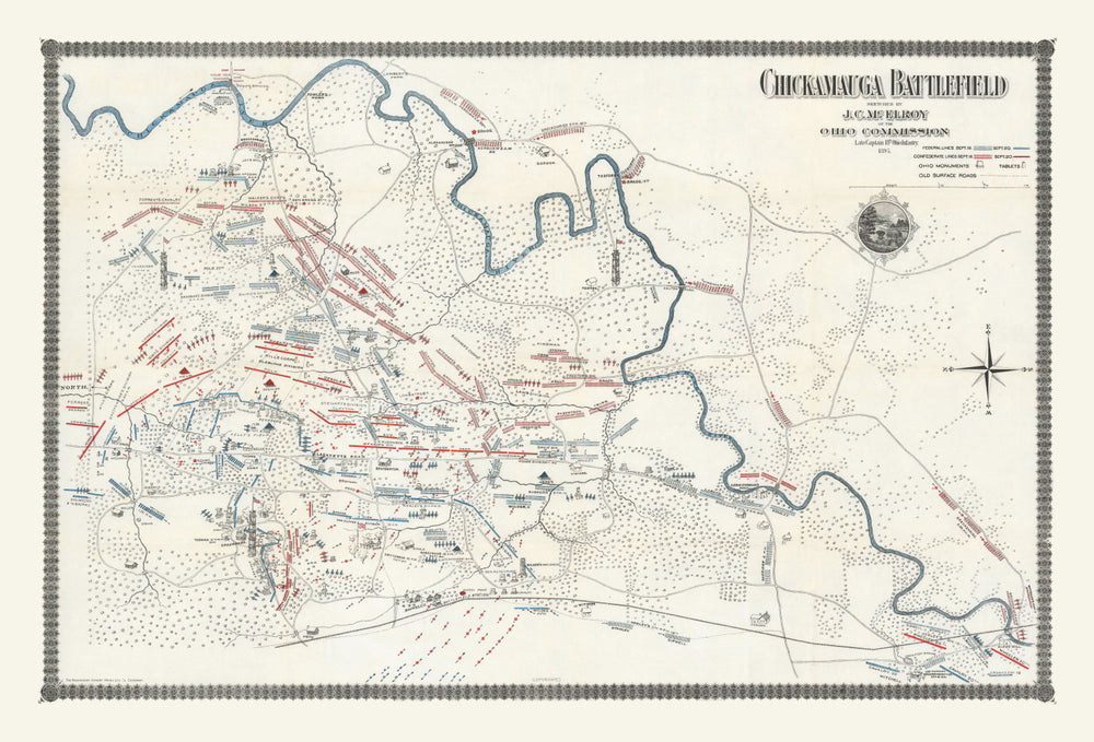 Vintage Chickamauga Battlefield Map 1895 print style example
