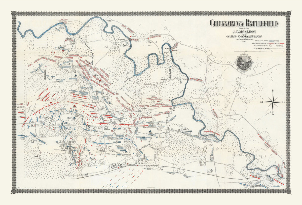 Preview of Vintage Chickamauga Battlefield Map 1895