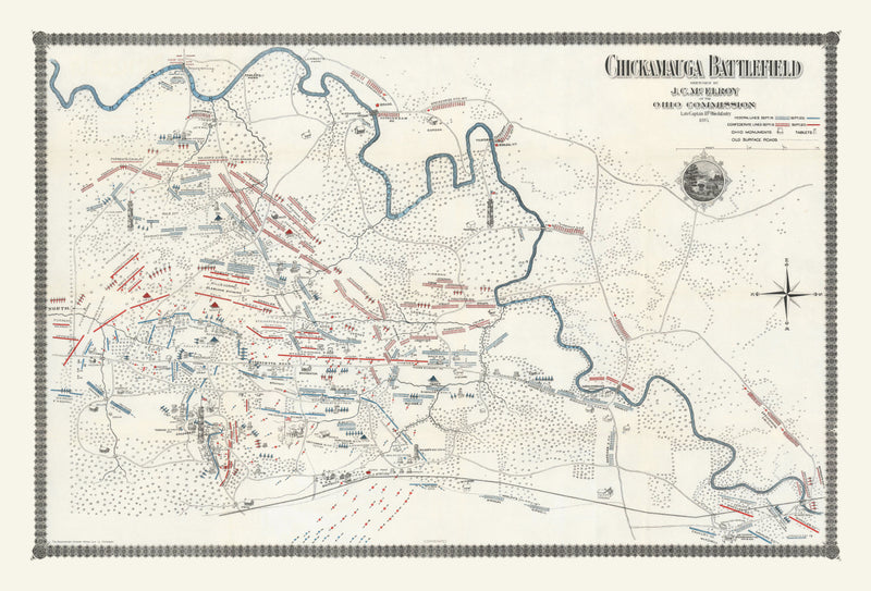 Size comparison using Vintage Chickamauga Battlefield Map 1895