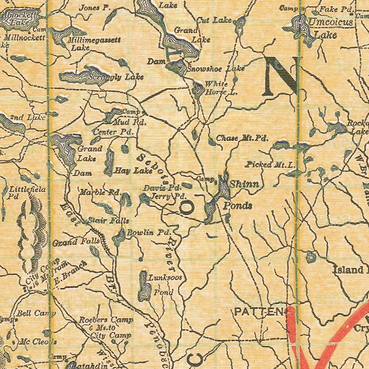 Restored historic details from the 1915 state map of County, Maine