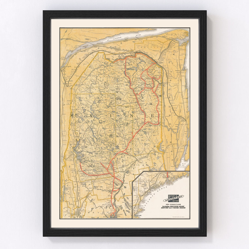 Maine Vintage Map 1915