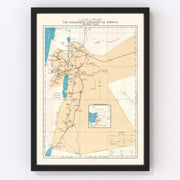 Hashemite Kingdom of Jordan Vintage Map 1955