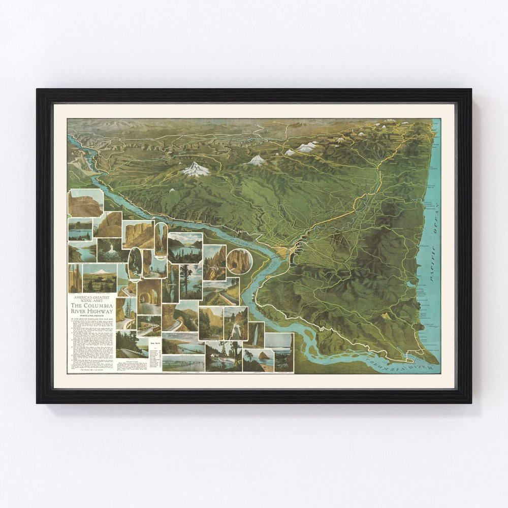 Columbia River Highway Vintage Map 1925