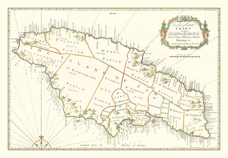 Size comparison using Vintage Map of Jamaica 1773