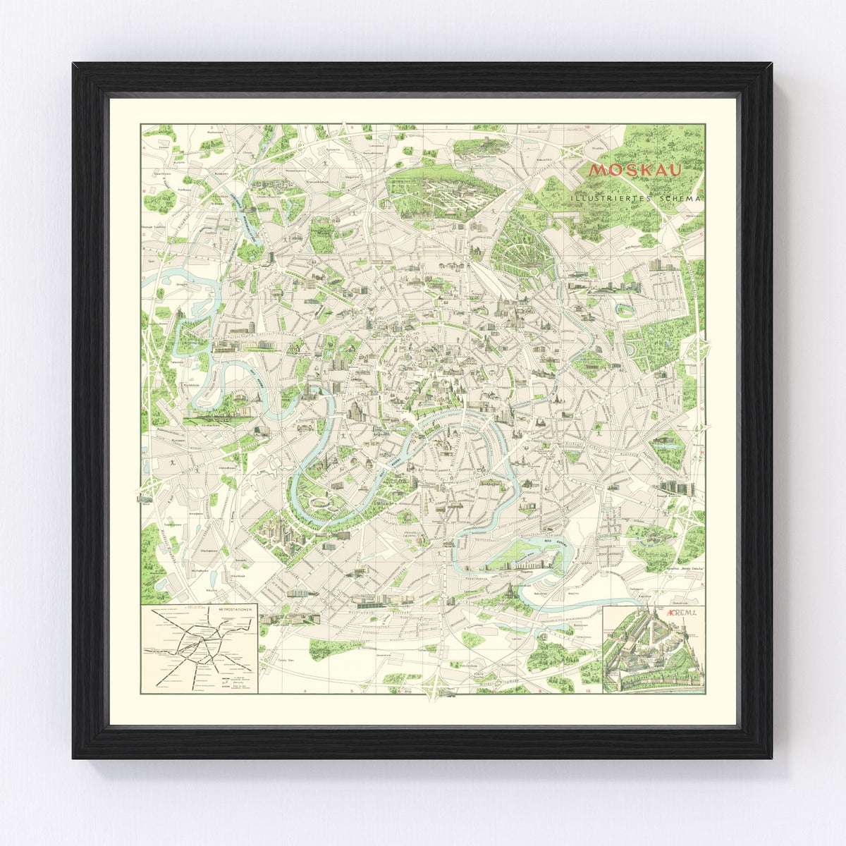 Moscow Vintage Map 1968