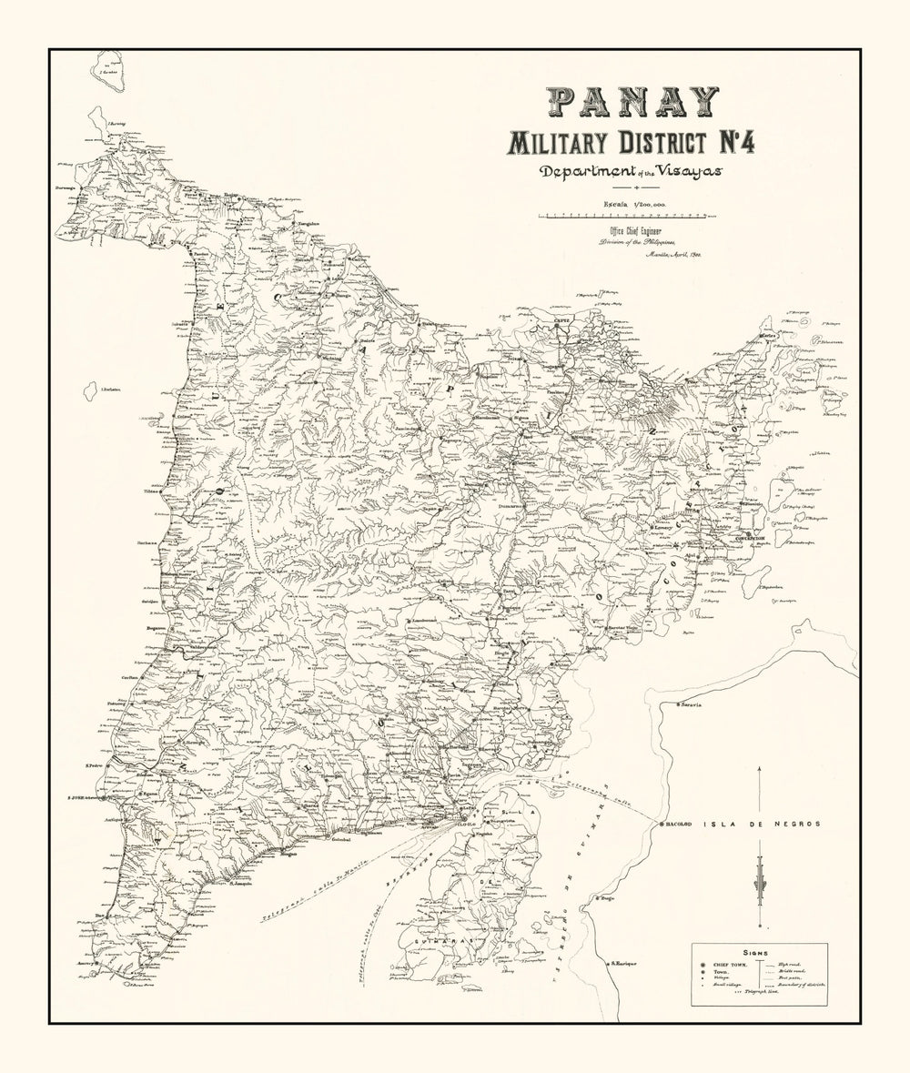 Vintage Panay, Philippines Map 1900 print style example