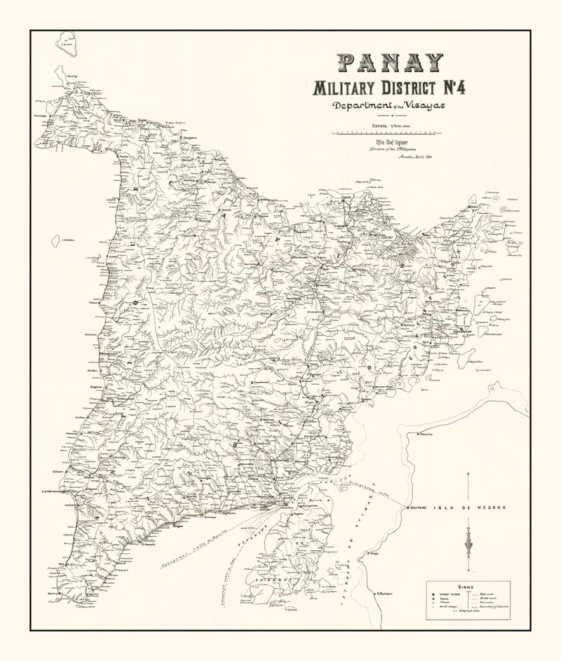 Size comparison using Vintage Panay, Philippines Map 1900
