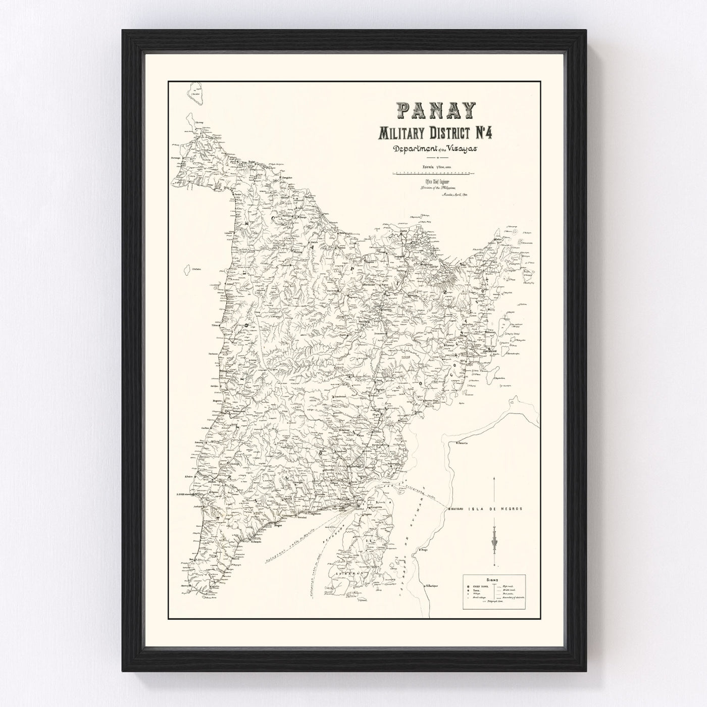 Panay, Philippines Vintage Map 1900