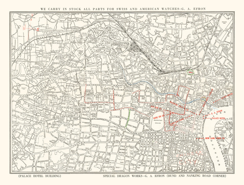 Vintage Map of Shanghai, China 1938 print style example