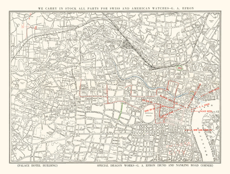 Size comparison using Vintage Map of Shanghai, China 1938