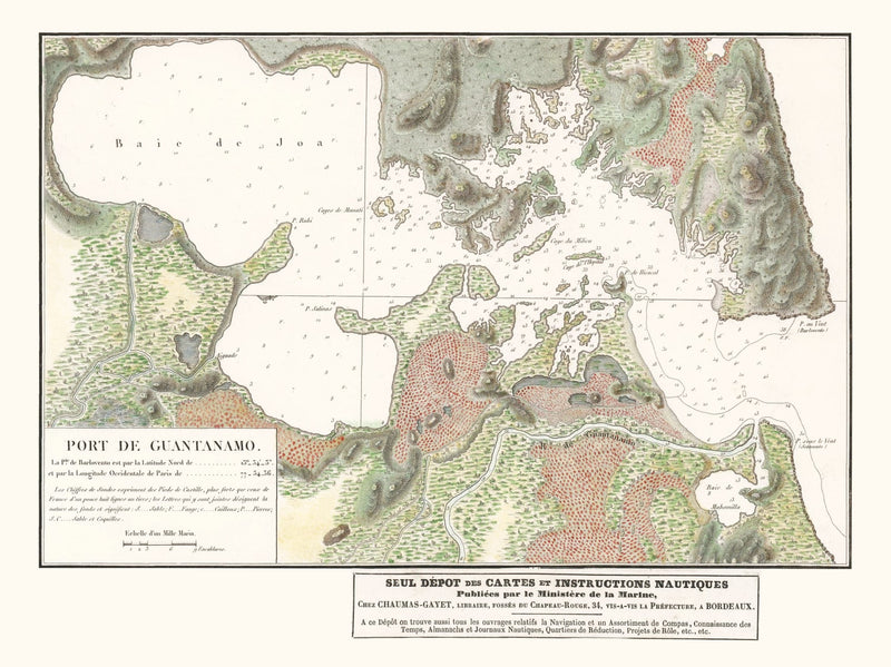 Size comparison using Vintage Guantanamo Bay Cuba Map 1830