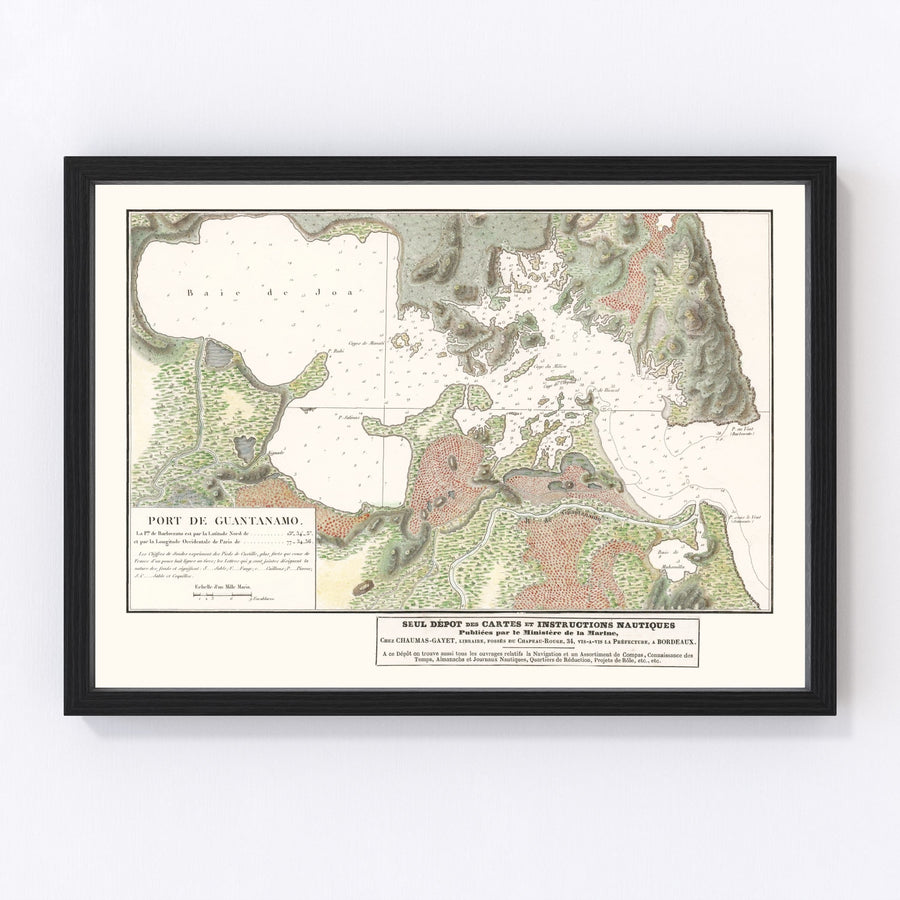 Vintage Guantanamo Bay Cuba Map 1830