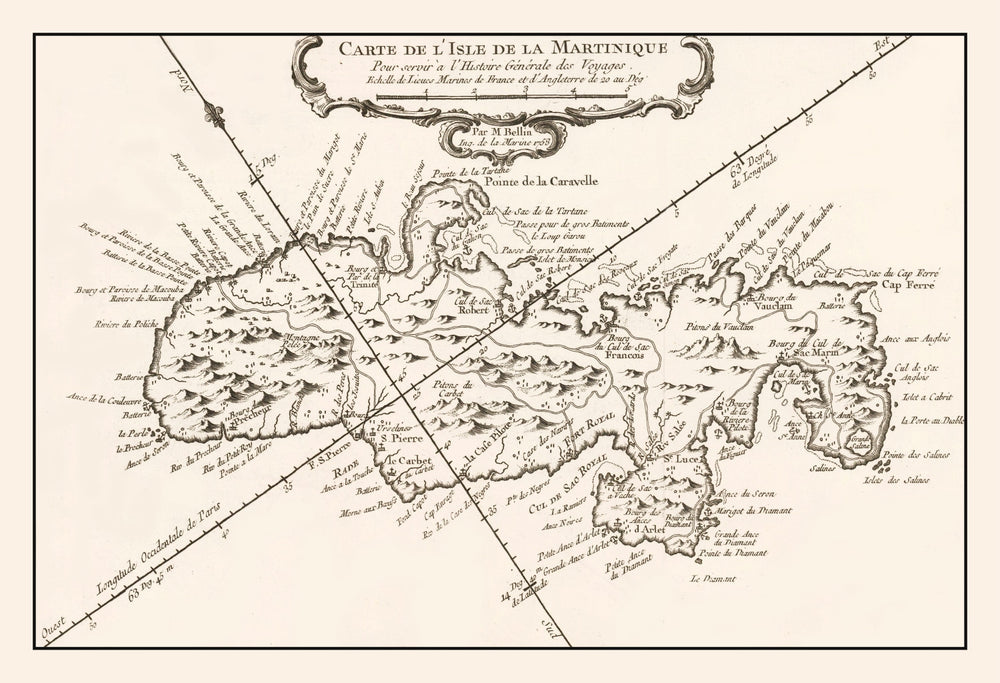 Vintage Martinique Map 1780 print style example