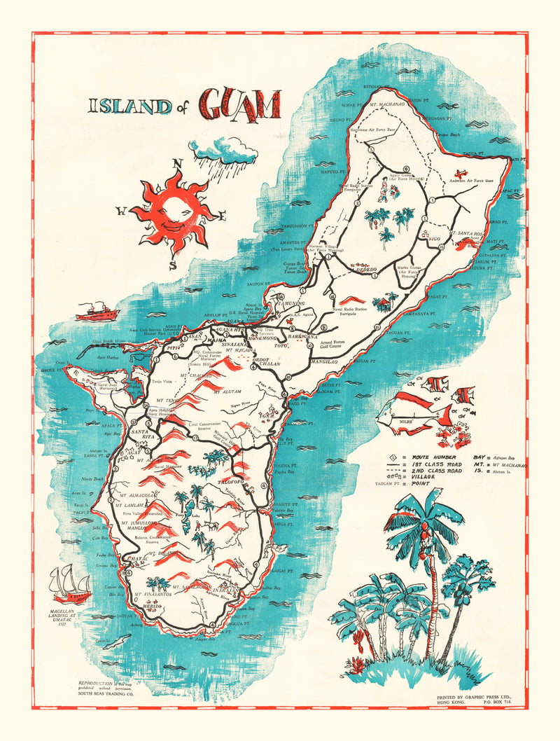 Size comparison using Vintage Guam Map 1955