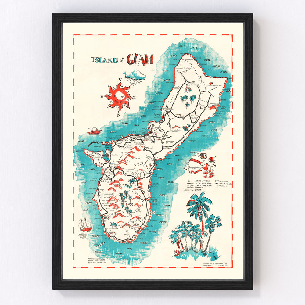 Guam Vintage Map 1955