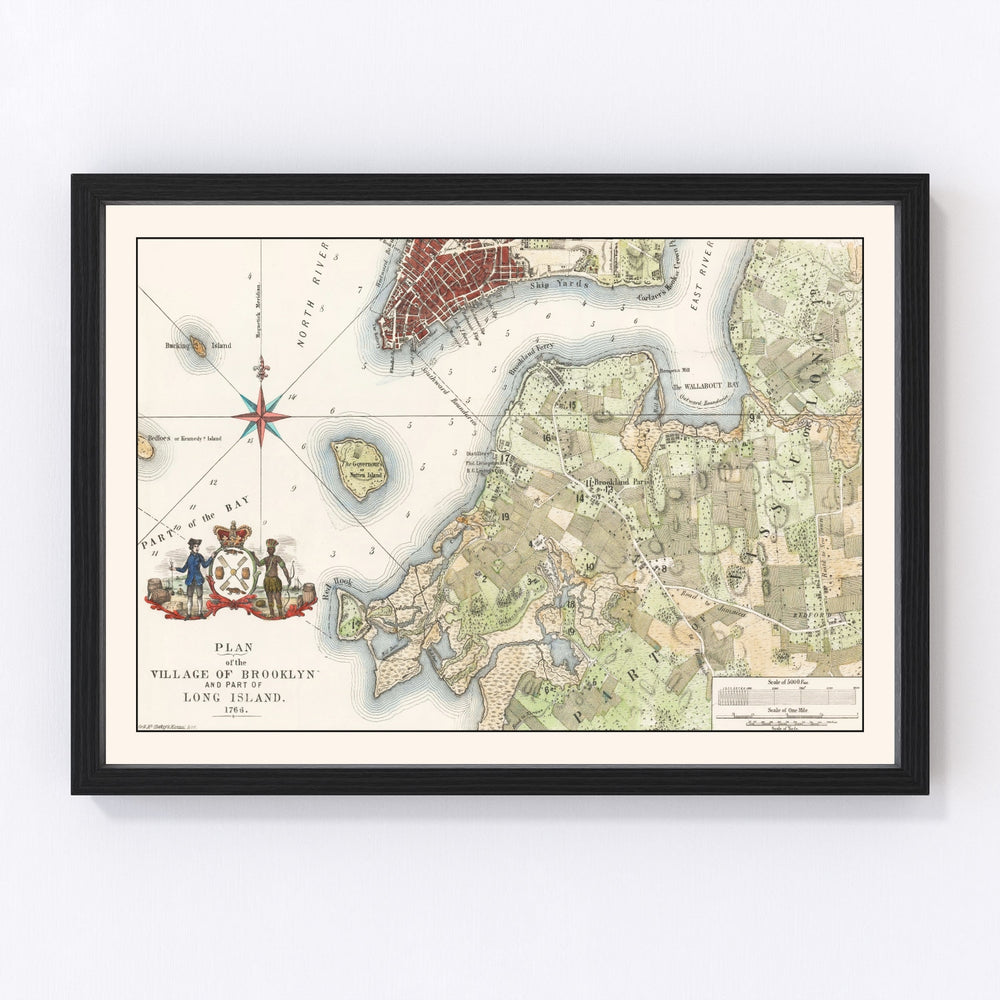 Brooklyn Vintage Map 1864