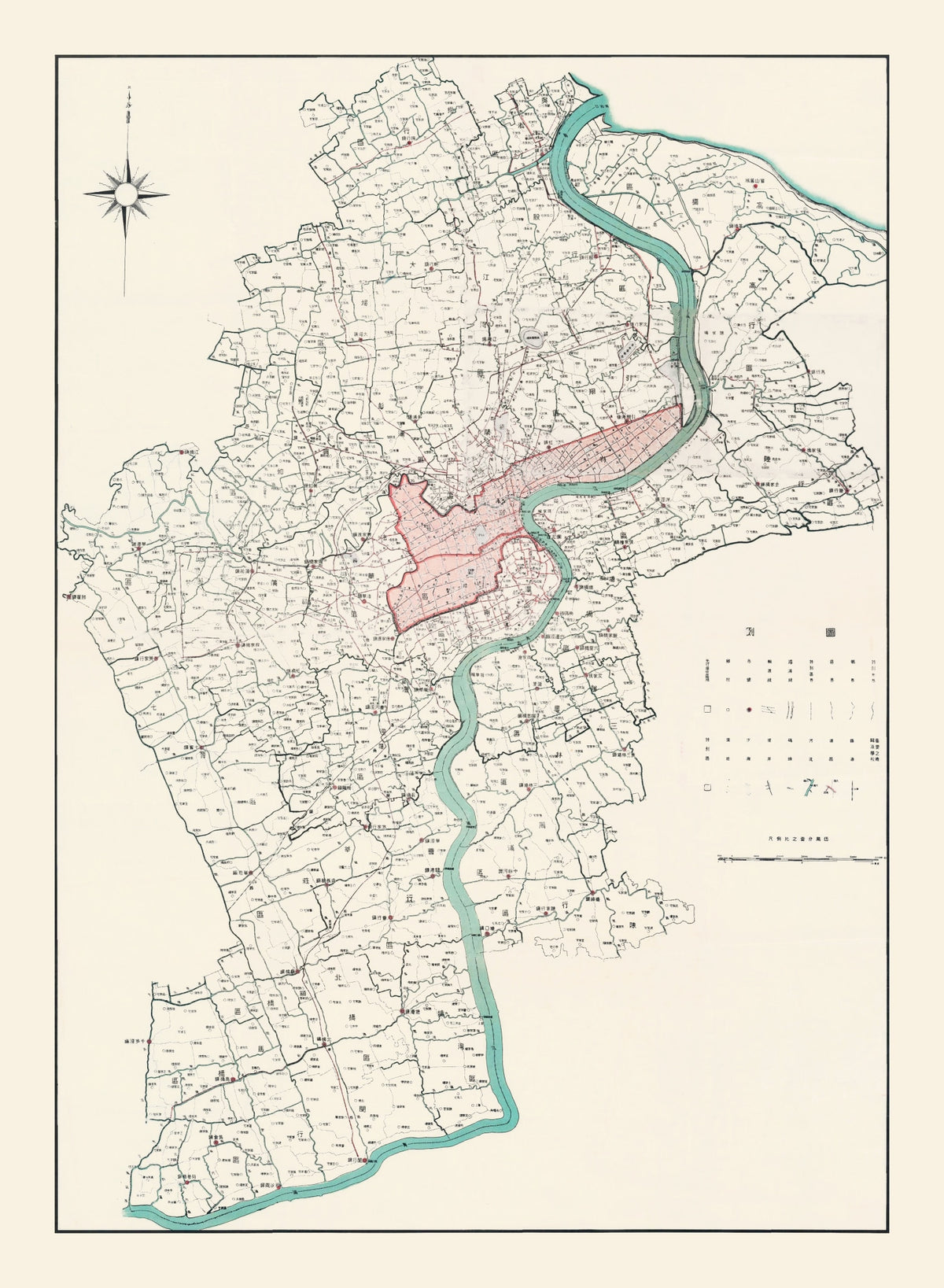 Preview of Vintage Map of Shanghai, China 1932