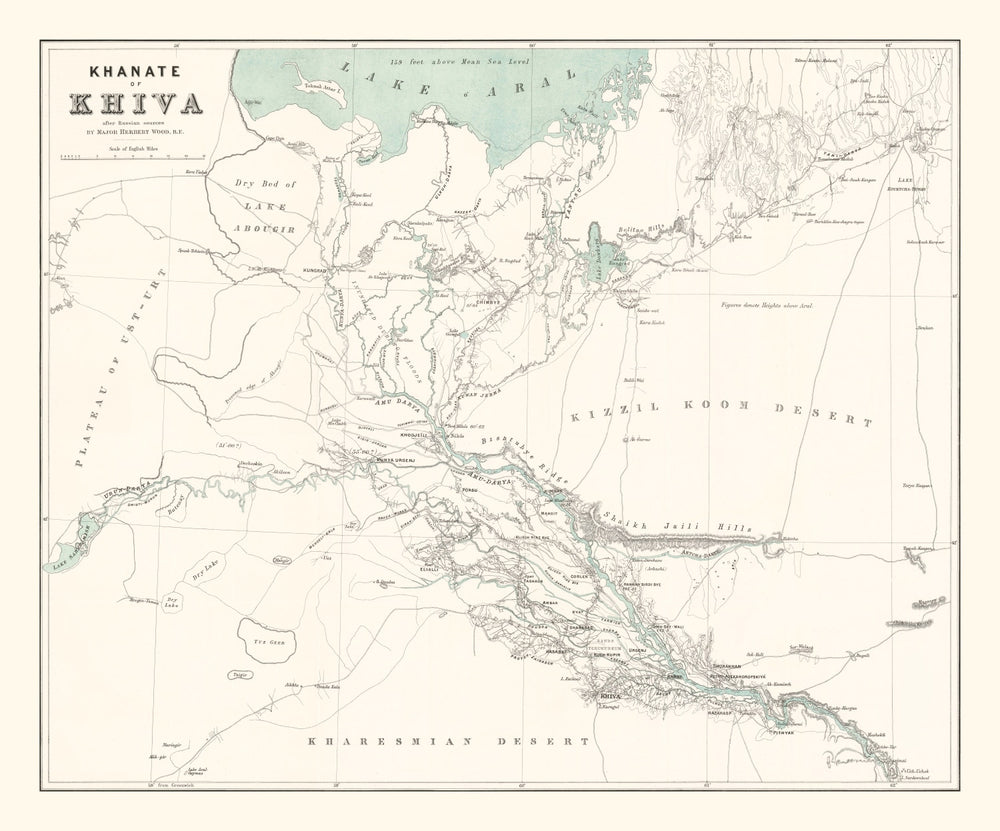 Vintage Map of Khiva, Uzbekistan 1875 print style example